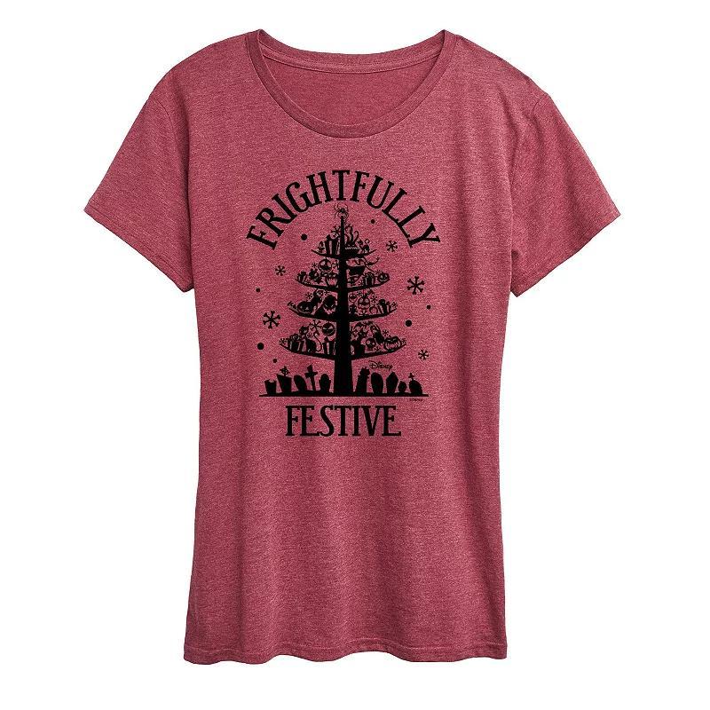 Disneys Nightmare Before Christmas Womens Frightfully Festive Graphic Tee, Girls Grey Gray Product Image