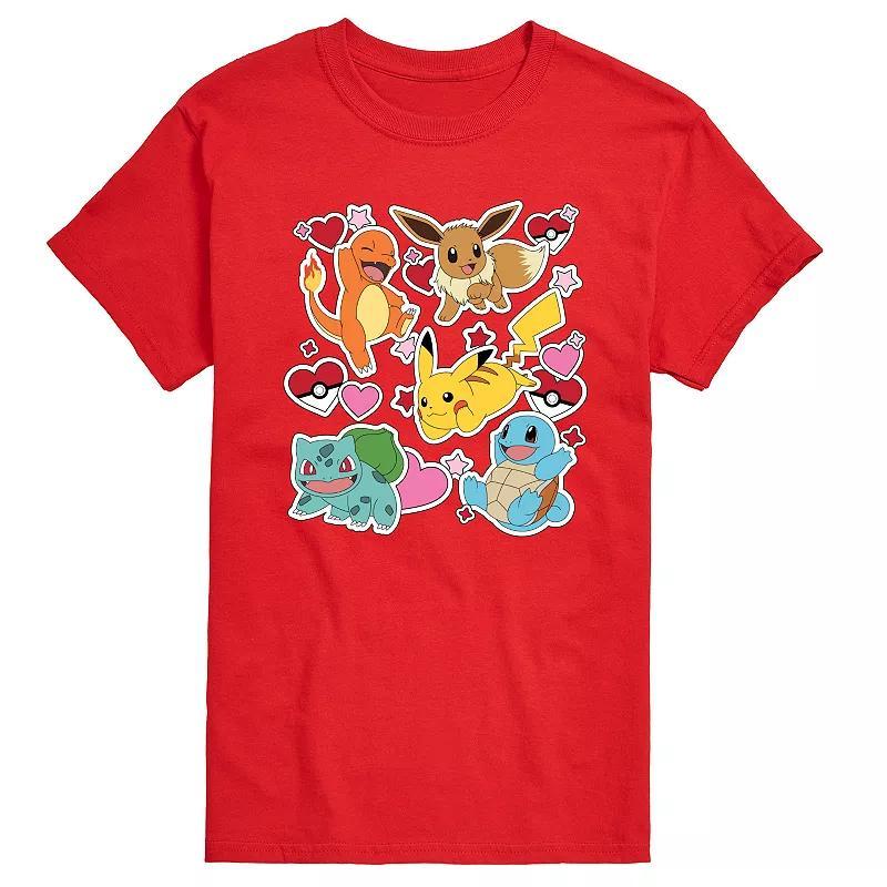 Big & Tall Pokmon Group Valentine Sticker Graphic Tee, Mens Product Image