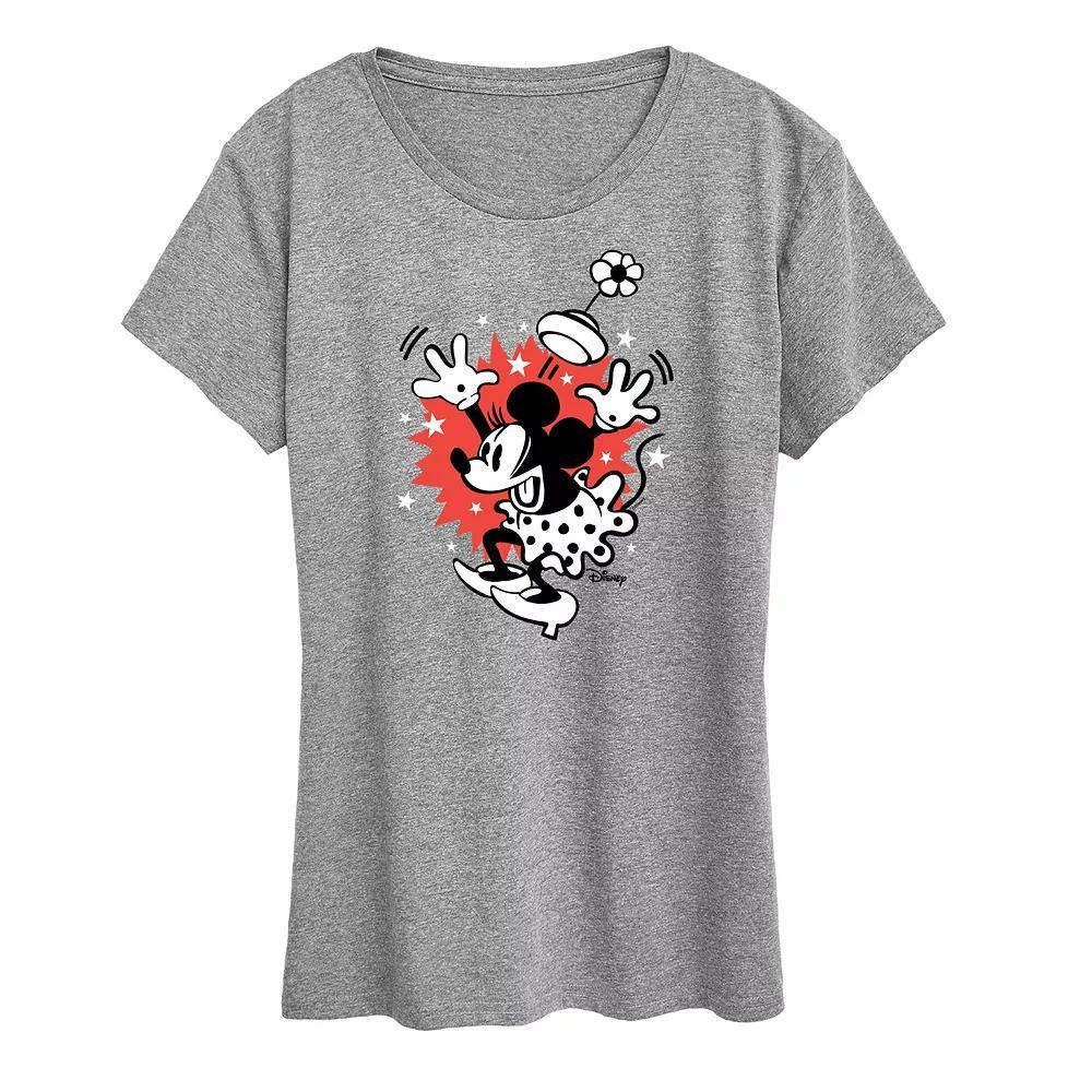 Disney's Minnie Mouse Surprise Graphic Tee, Women's, Size: XL, Grey Royal Blue Product Image