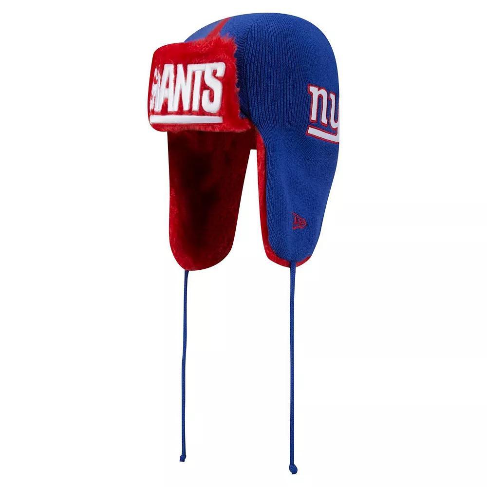 Men's New Era Royal New York Giants Helmet Head Trapper Knit Hat, Blue Product Image