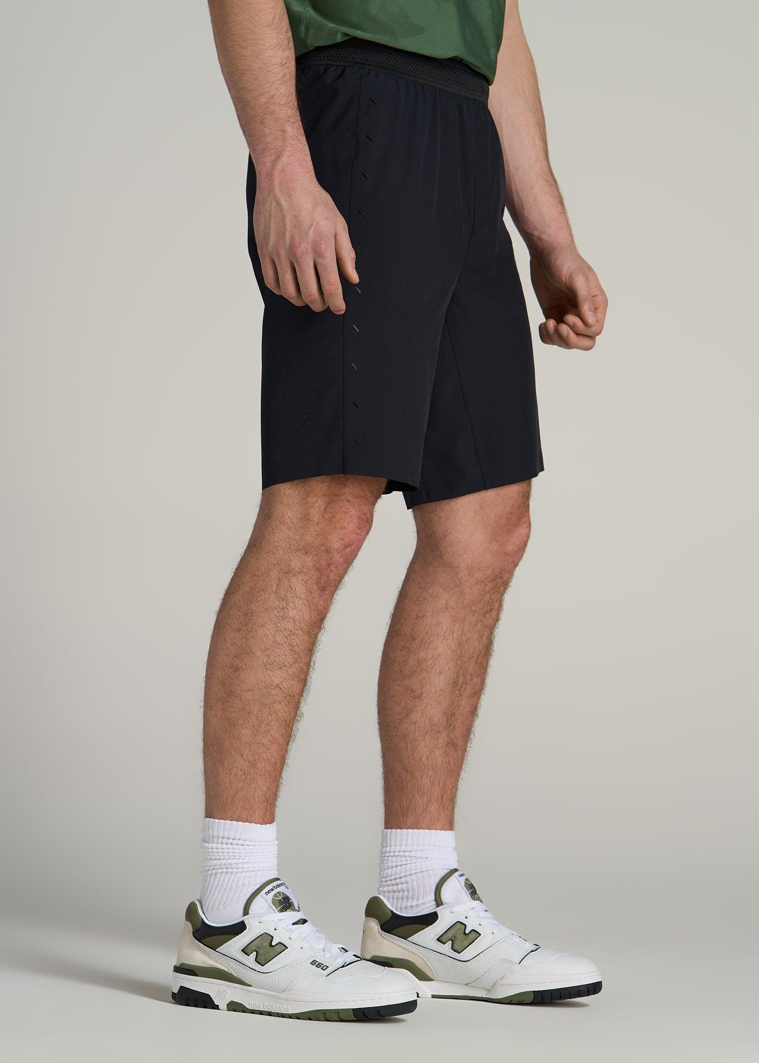 Featherweight Perforated Training Shorts for Tall Men in Black Camo Product Image