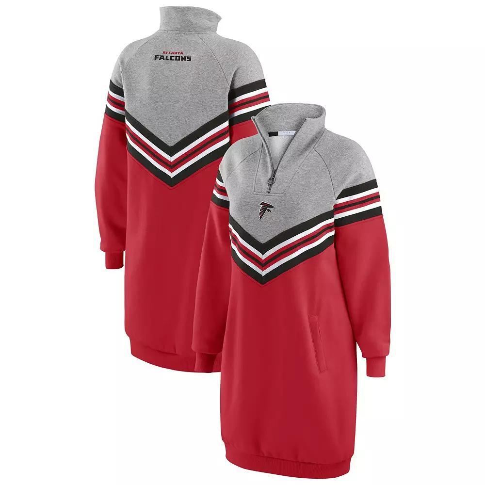 Women's WEAR by Erin Andrews  Red/Heather Gray Atlanta Falcons Chevron Stripe Dress, Size: 2XL Product Image