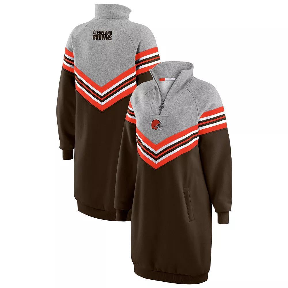 Women's WEAR by Erin Andrews  Brown/Heather Gray Cleveland Browns Chevron Stripe Dress, Size: XL Product Image