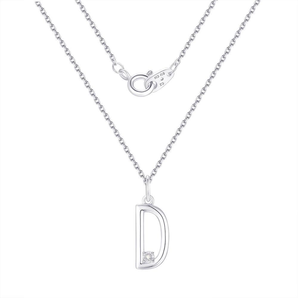 Forever Radiant Diamond Accent Initial Pendant Necklace, Women's, Size: 18", Silver Tone D Product Image