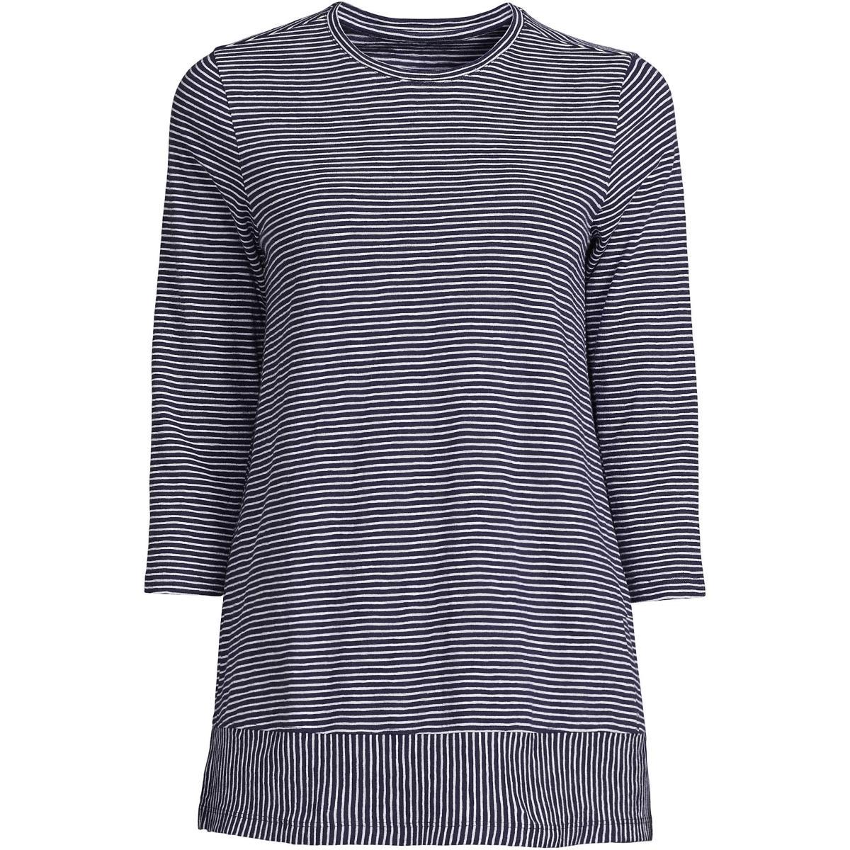 Women's Lands' End Slub Jersey Swing Tunic, Size: XS, White Black Stripe Product Image