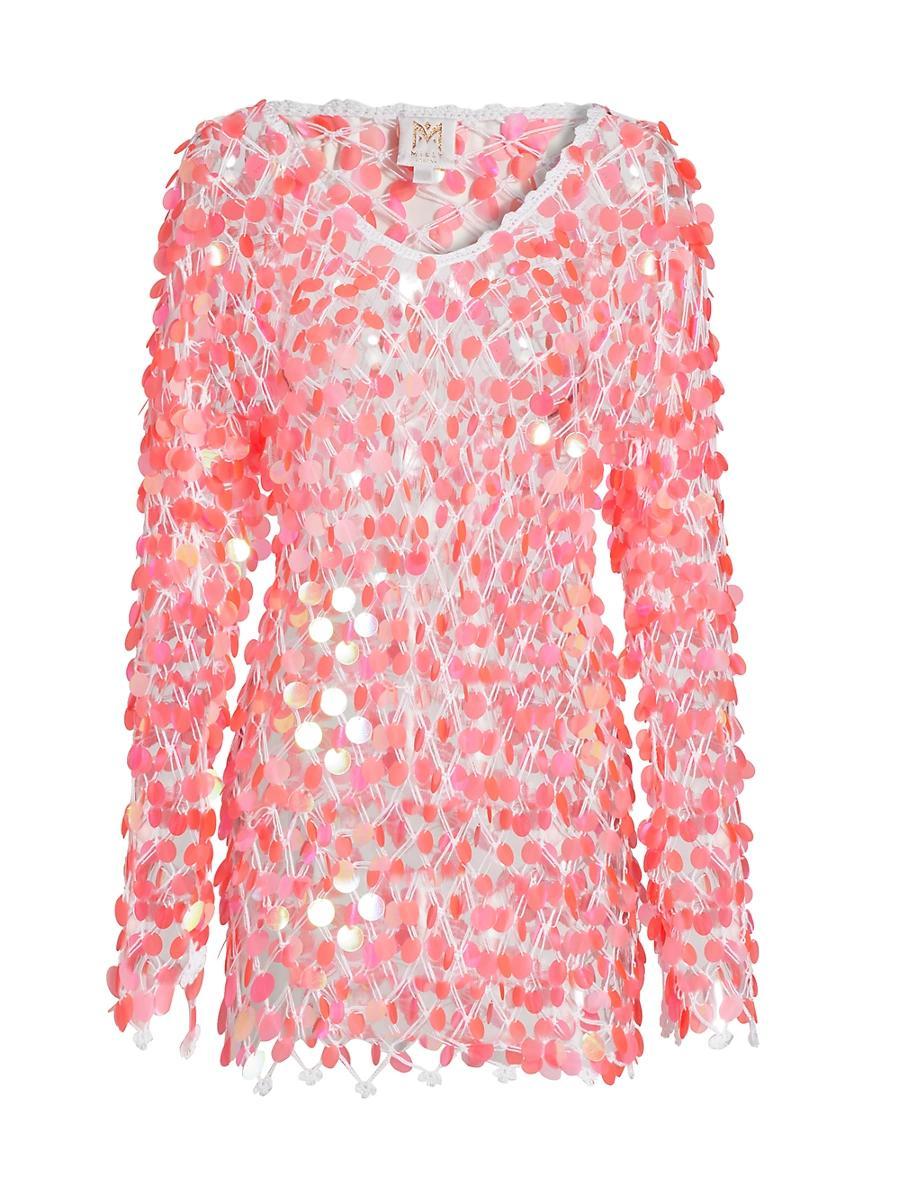 Womens Sequin Crochet Pullover Minidress Product Image