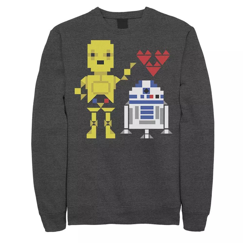 Men's Star Wars C-3PO R2-D2 Droid Love Valentine's Sweatshirt, Size: Small, Grey Heather Product Image