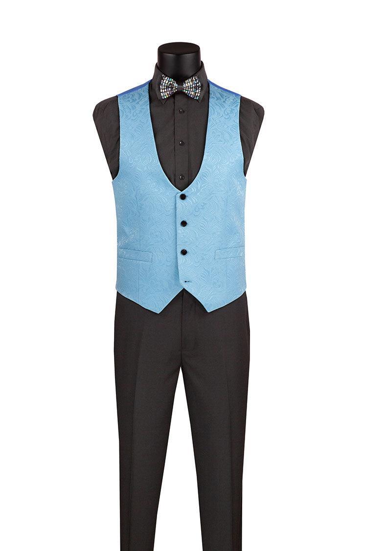 Slim Fit Tuxedo 3 Piece with Jacquard Pattern in Light Blue Product Image