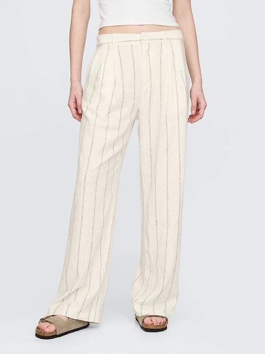 365 High Rise Linen-Blend Trousers Product Image