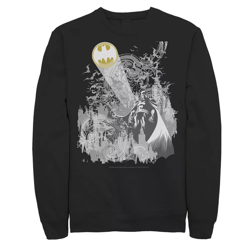 Men's DC Comics Batman Bat Signal Sweatshirt, Size: Large, Black Product Image