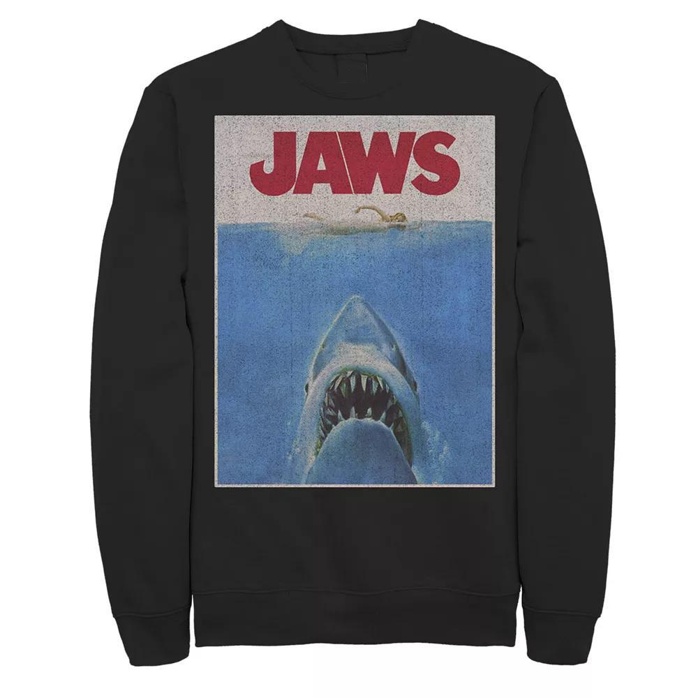 Men's Jaws Classic Retro Shark Attack Poster Sweatshirt, Size: Large, Black Product Image
