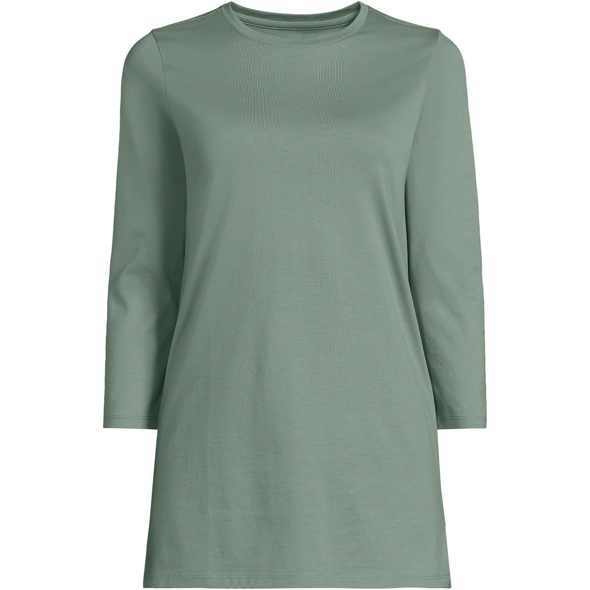 Women's Lands' End Supima Cotton Crewneck Tunic, Size: XL, Fresh Ivory Product Image
