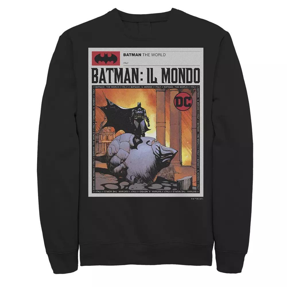 Men's Batman: Il Mondo Italy News Poster Sweatshirt, Boy's, Size: Large, Black Product Image
