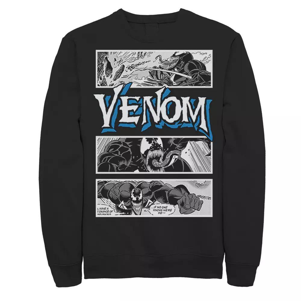 Men's Marvel Venom Comic Book Illustrations Panel Sweatshirt, Size: Small, Black Product Image