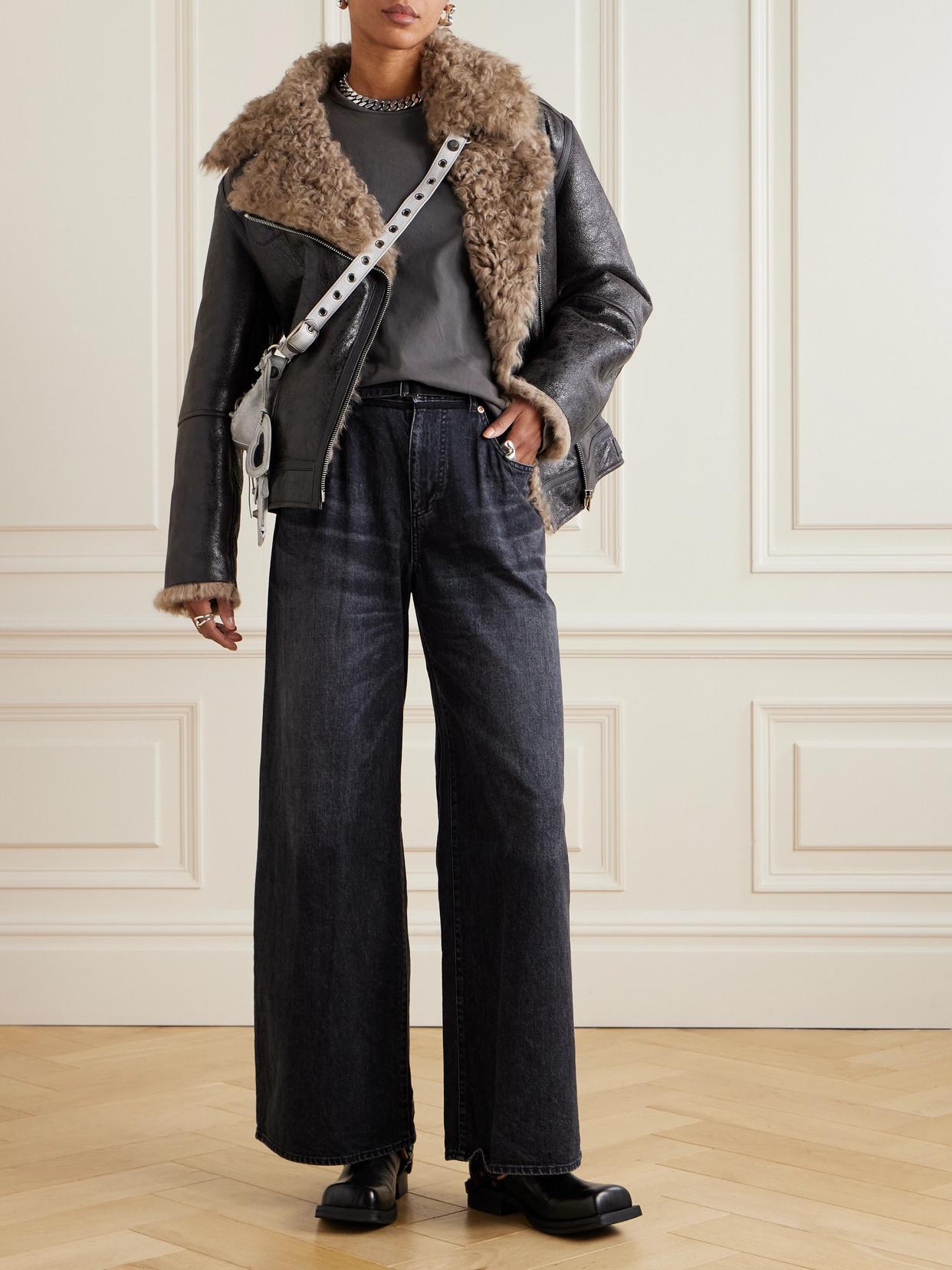 SACAI Belted High-rise Wide-leg Jeans In Black Product Image