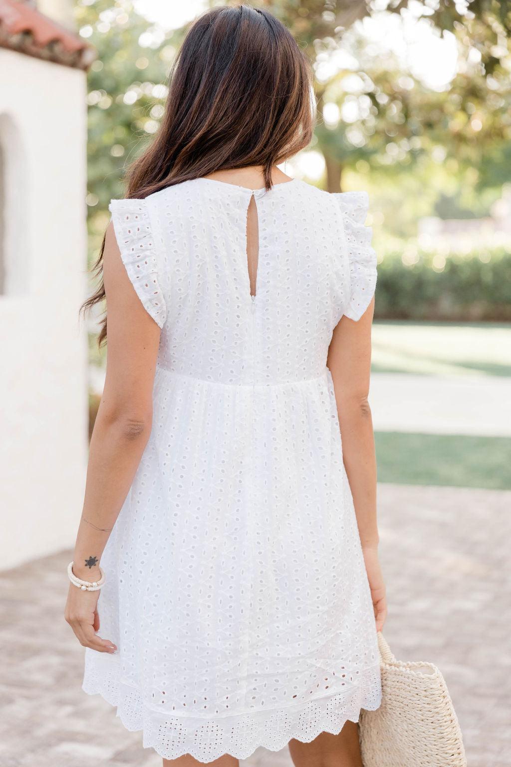 You Found My Heart White Round Neck Lace Romper Dress FINAL SALE Product Image