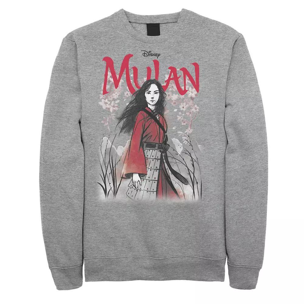 Disney's Mulan Floral Watercolor Logo Men's Sweatshirt, Size: Small, Athletic Grey Product Image