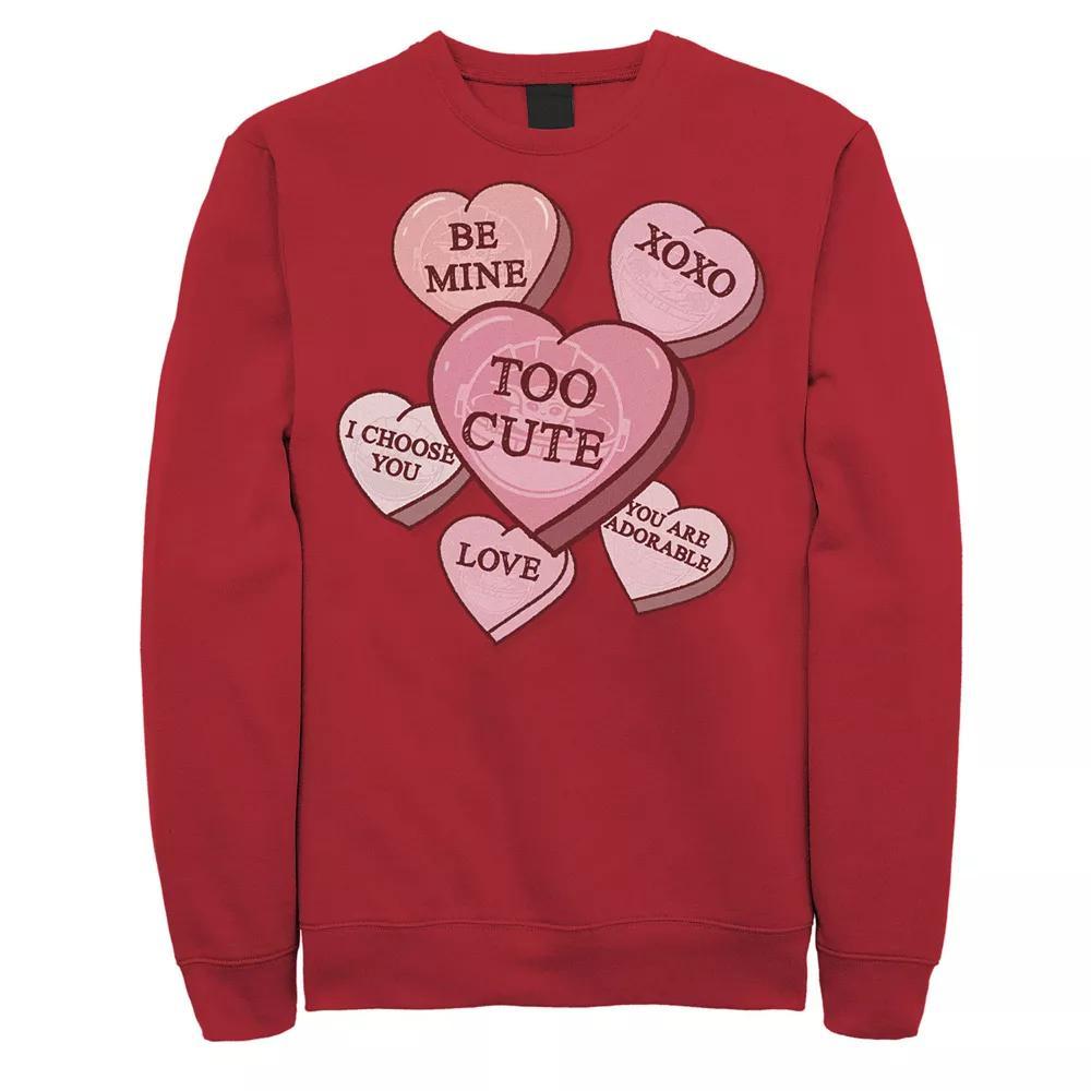 Men's Star Wars The Mandalorian The Child Valentine's Candy Hearts Sweatshirt, Size: Medium, Red Product Image