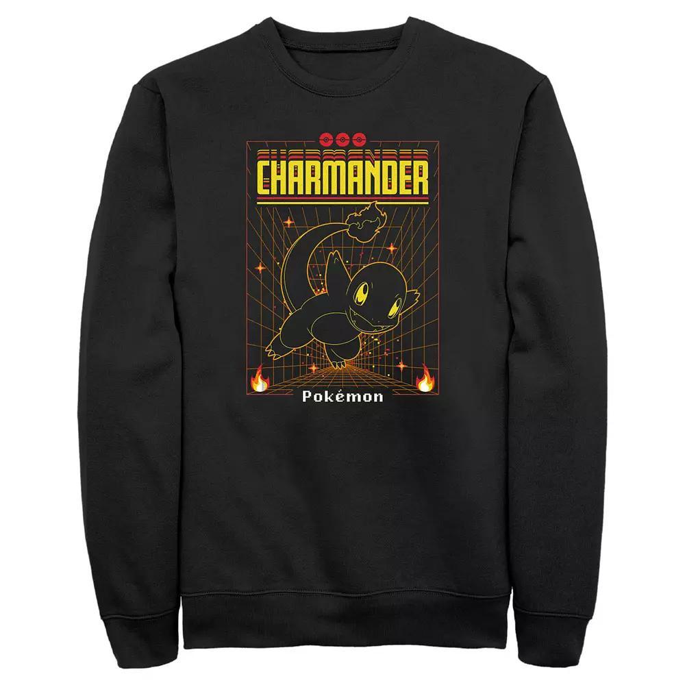 Men's Pokemon Charmander Grid Background Graphic Fleece, Size: Small, Black Product Image