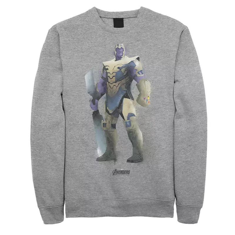 Men's Marvel Avengers Endgame Thanos Paint Fleece Top, Size: Medium, Athletic Grey Product Image