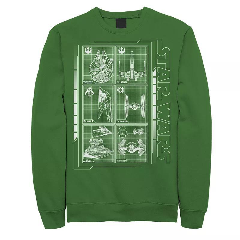 Men's Star Wars Battle Ships Schematic Sweatshirt, Size: Large, Red Product Image