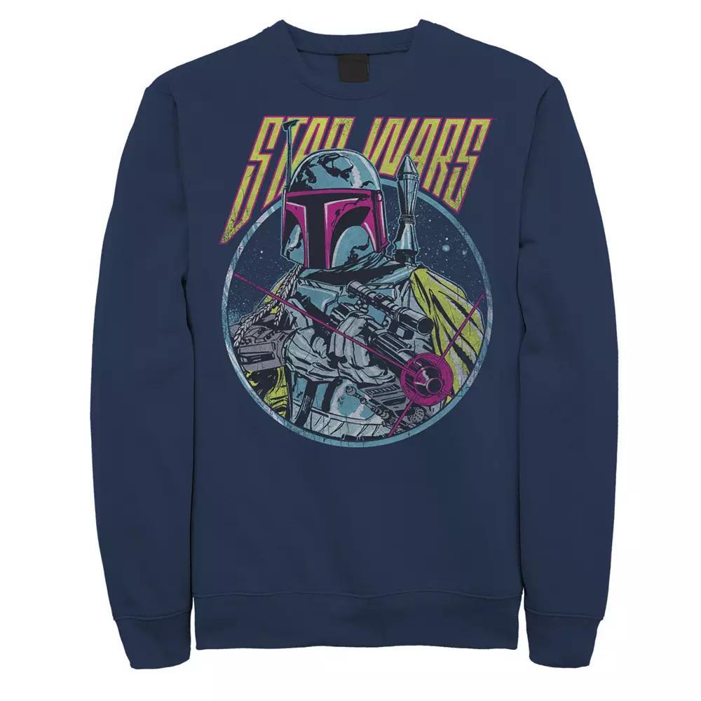 Men's Star Wars Boba Fett Neon Blaster Vintage Sweatshirt, Size: XL, Blue Product Image