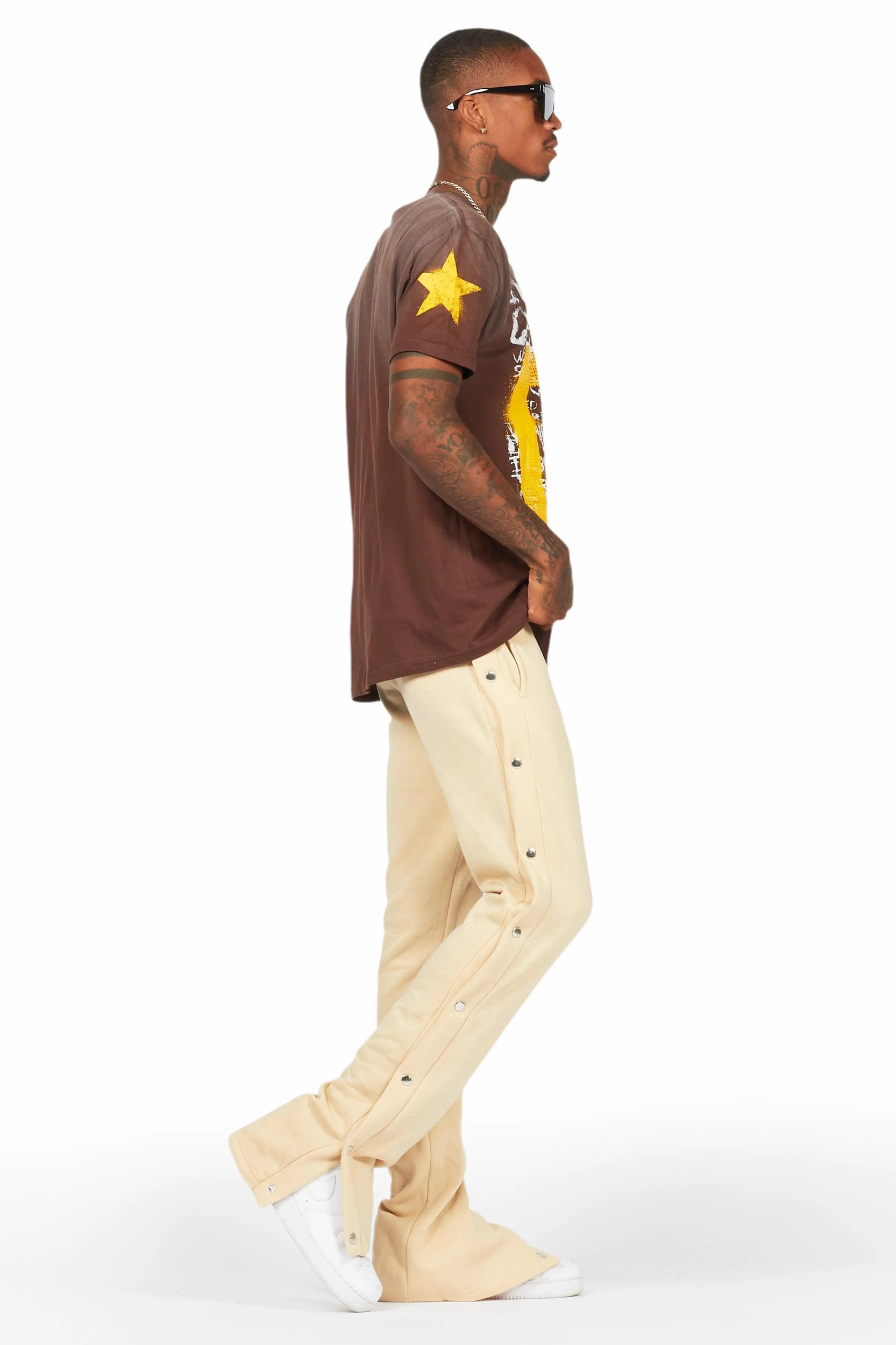 Alpine Beige Baggy Snap Button Pant Male Product Image
