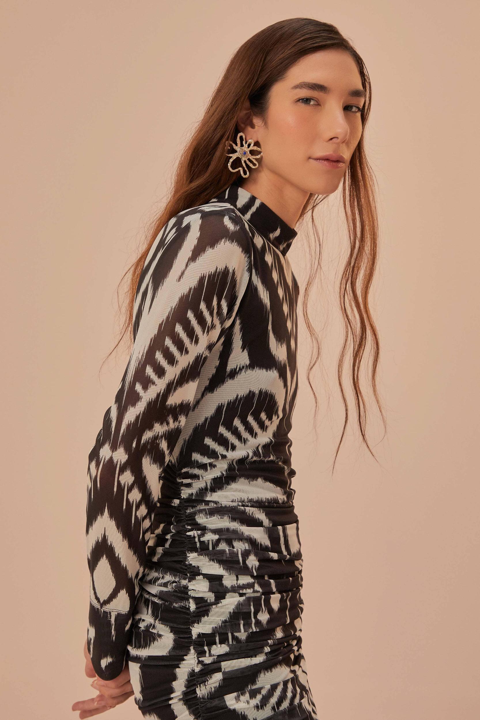 Pineapple Ikat Black Tulle Midi Dress, PINEAPPLE IKAT BLACK / L Product Image