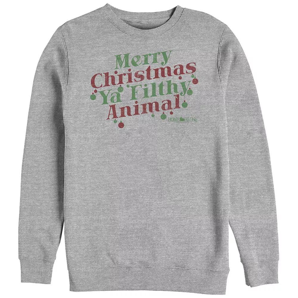 Big & Tall Home Alone Merry Christmas Ya Filthy Animal Graphic Fleece, Men's, Size: 5XL, Athletic Grey Product Image