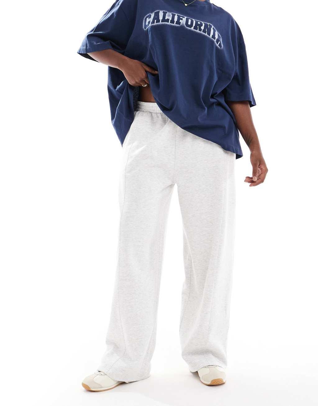 ASOS DESIGN Curve straight leg sweatpants in heathered ice Product Image