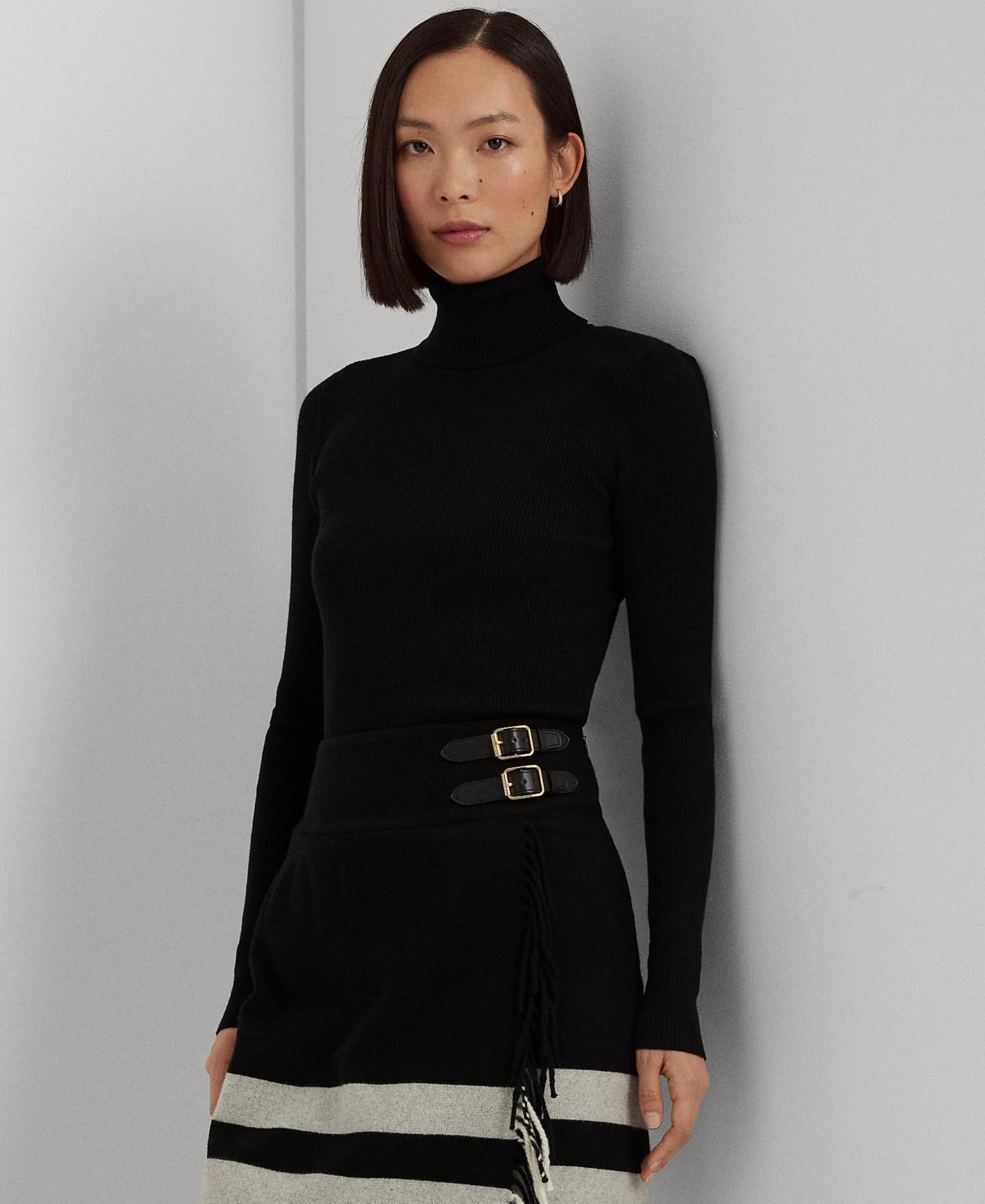 Lauren Ralph Lauren Petite Stretch Cotton Turtleneck (Vintage Burgundy) Women's Sweater Product Image