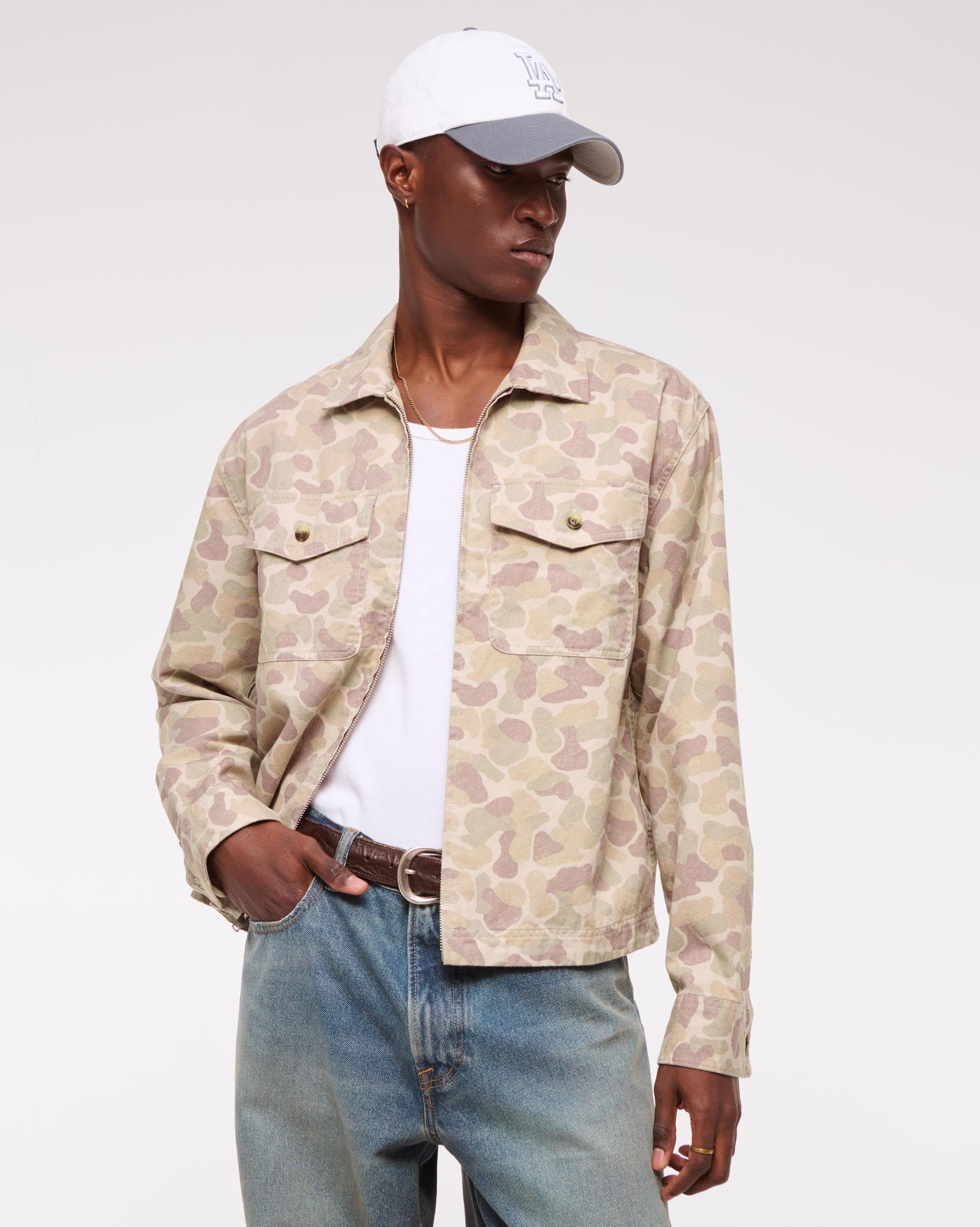 Cropped Twill Zip Shirt Jacket Product Image