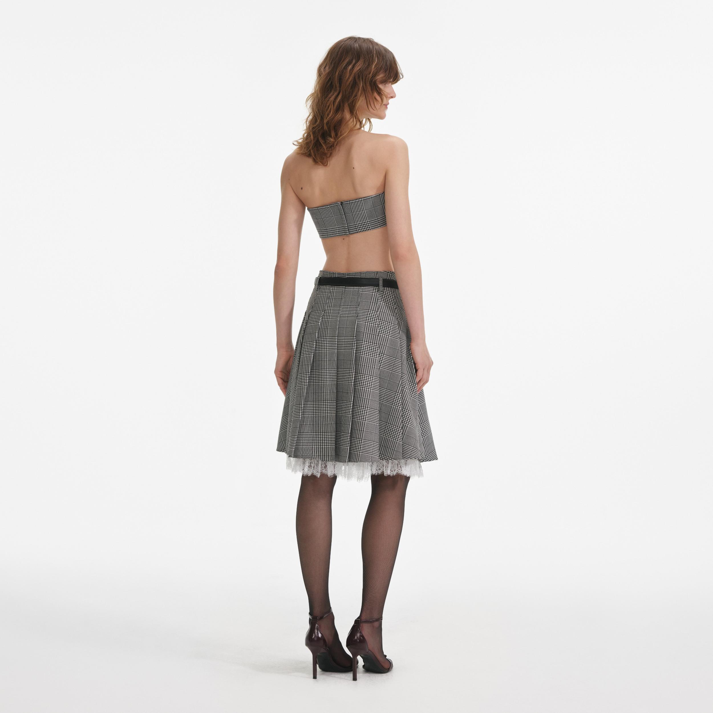 Prince Of Wales Check Pleated Midi Skirt Product Image
