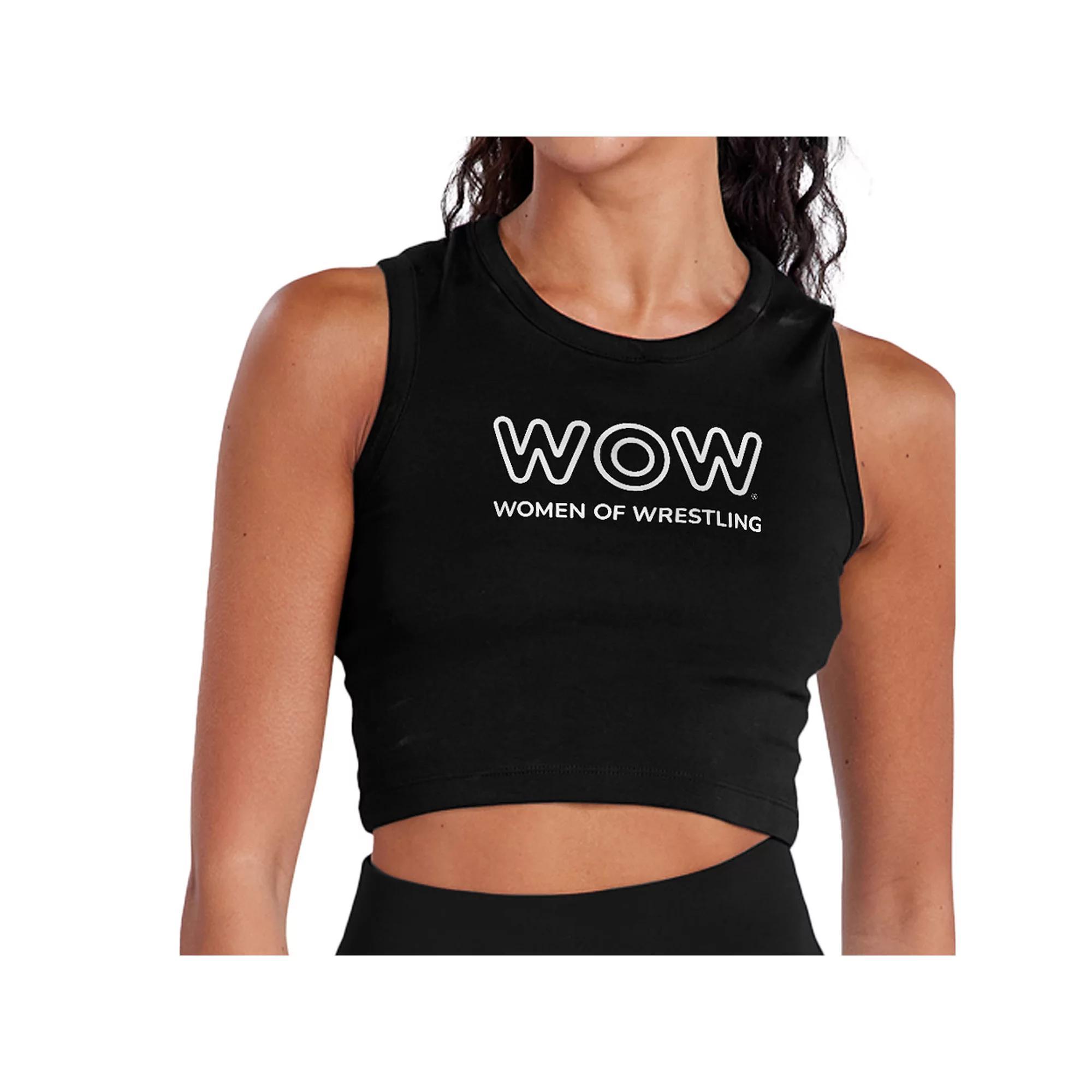 Juniors Women of Wrestling Official Logo Cropped Tank, Girls Product Image