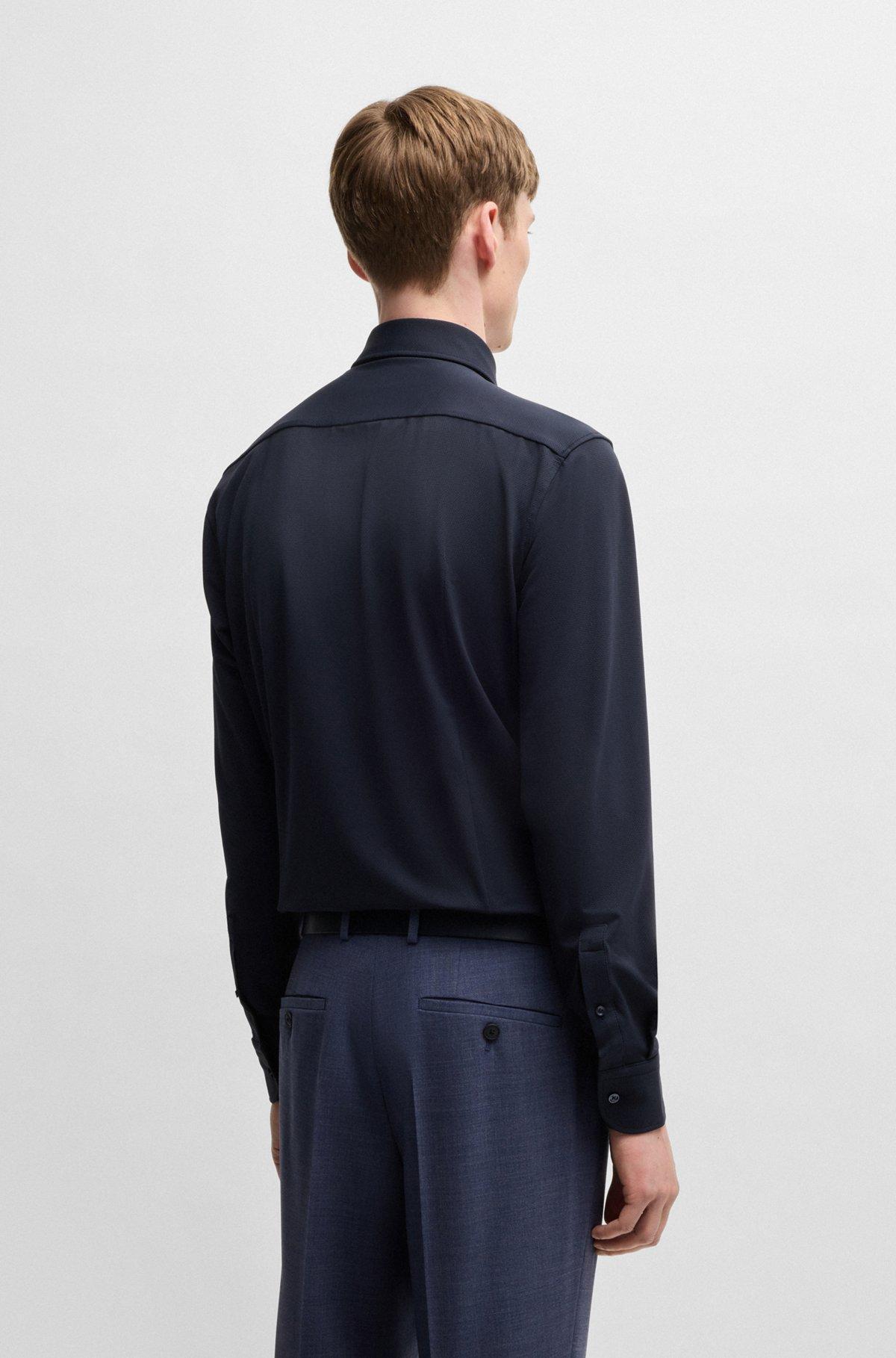 Slim-fit shirt in structured performance-stretch jersey Product Image