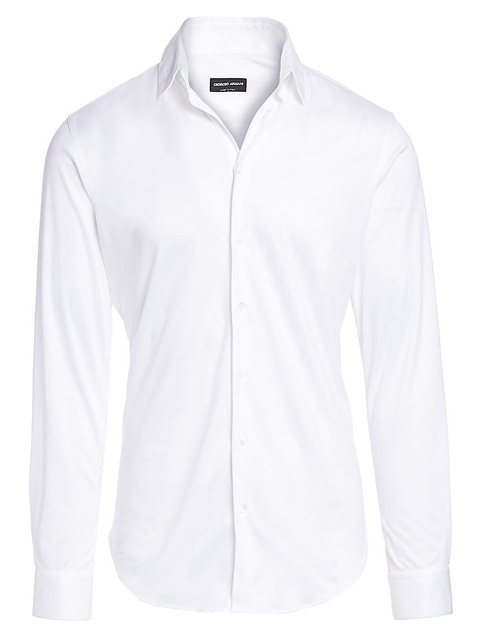 Mens Stretch Jersey Sport Shirt, Off White Product Image