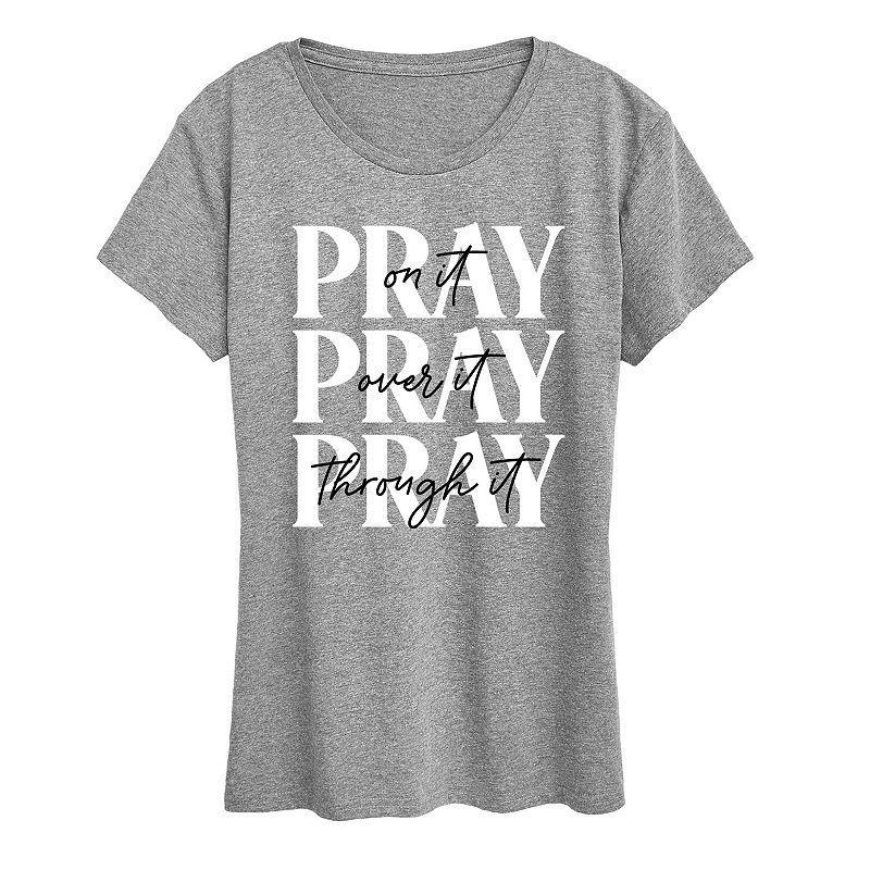 Womens Pray On It Graphic Tee, Girls Grey Juniper Product Image