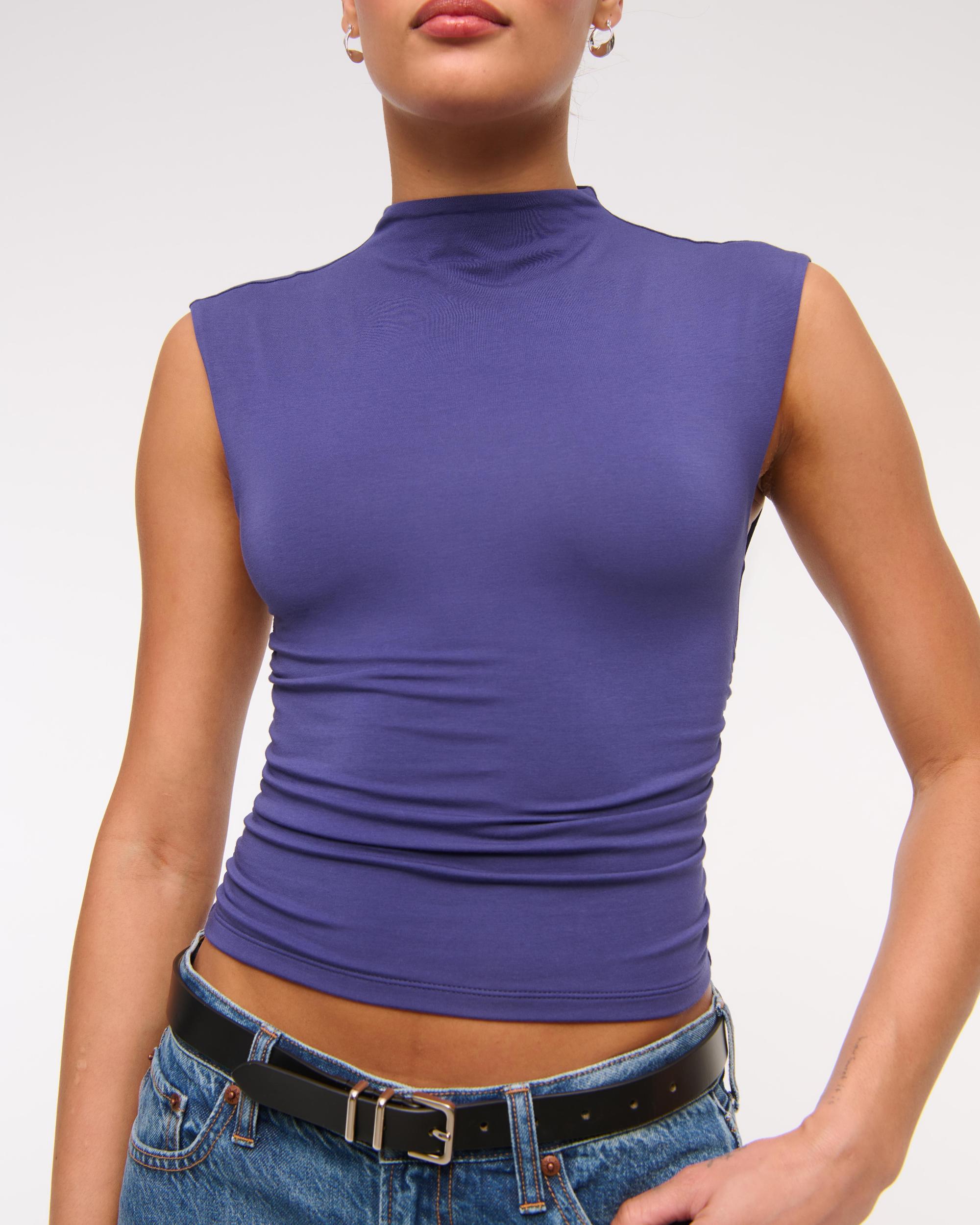 Long-Sleeve Grown-On Mockneck Top Product Image