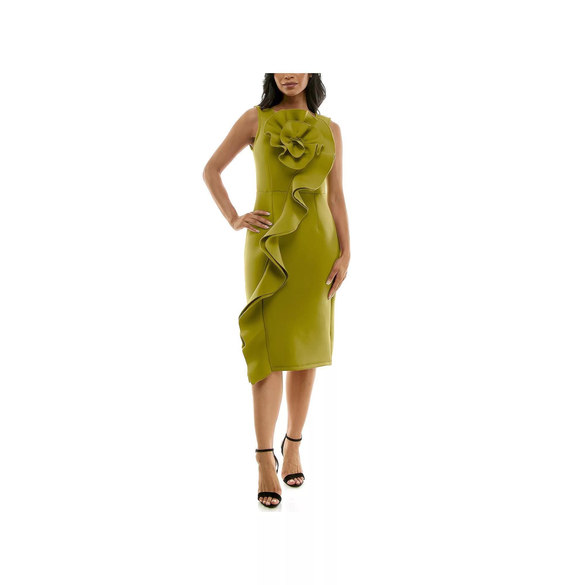 Womens Nina Leonard Oversized Ruffle Floral Dress Product Image