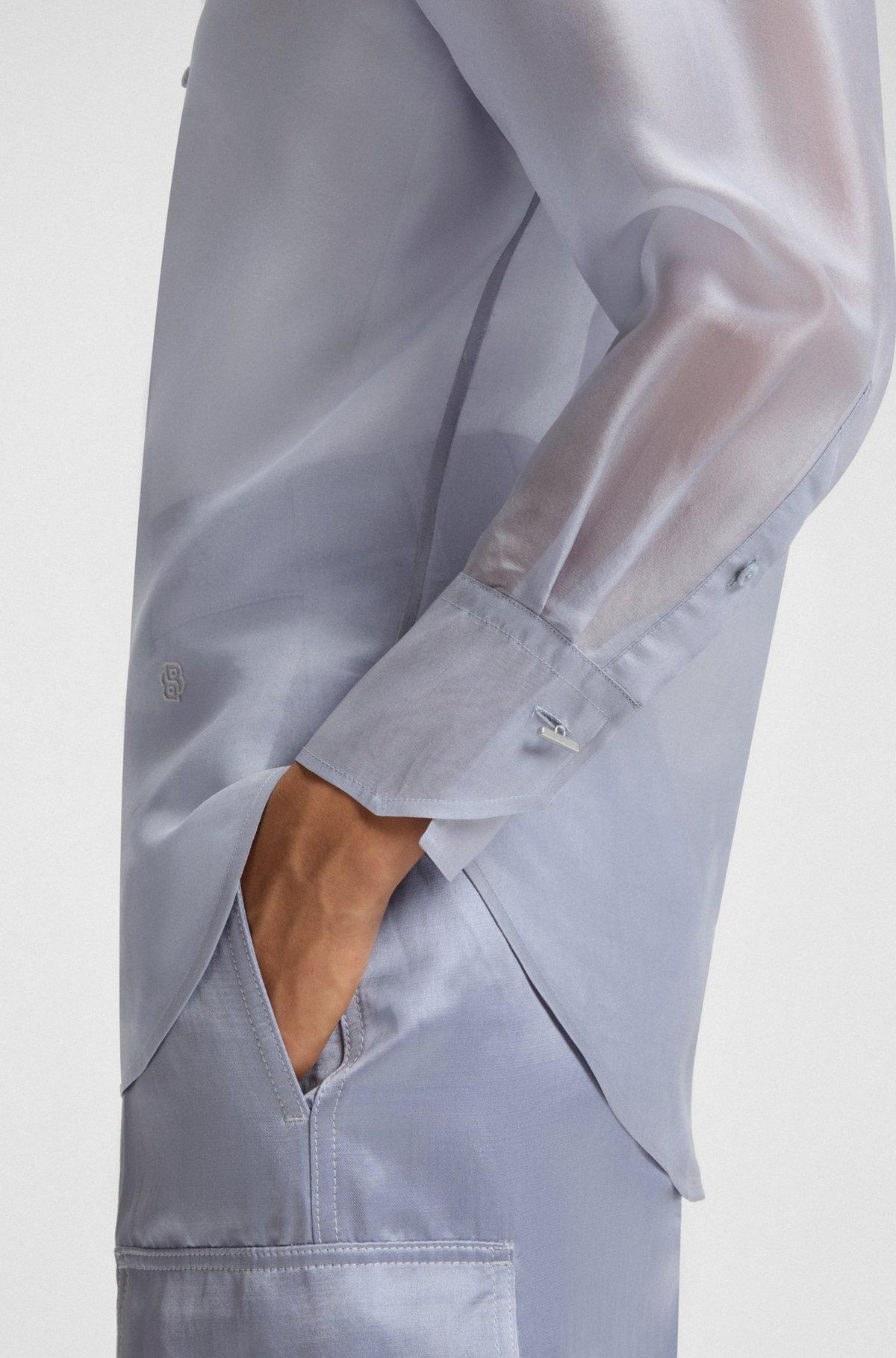 Long-sleeved blouse in silk organza Product Image
