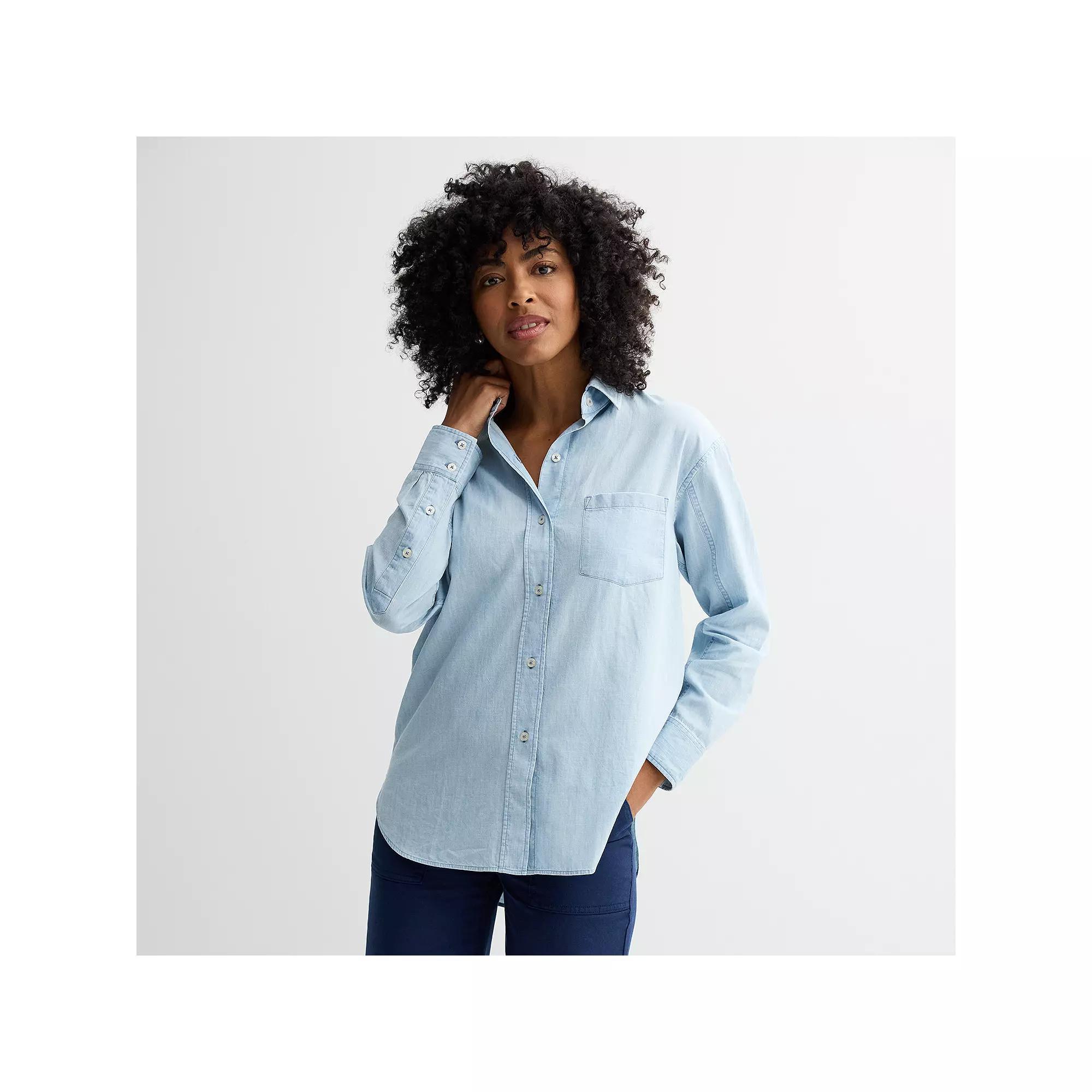 Women's Sonoma Goods For Life® Oversized Boyfriend Shirt, Size: Medium, New Chambray Product Image