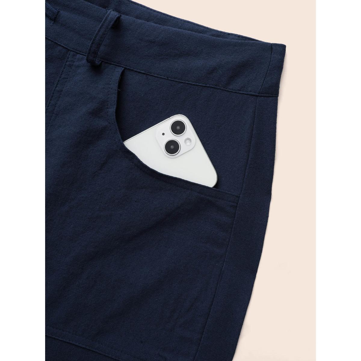 Plus Size Mid Rise Drawstring Wide Leg Pants Women Indigo Casual Wide Leg Mid Rise Everyday Pants BloomChic 28/5X Product Image