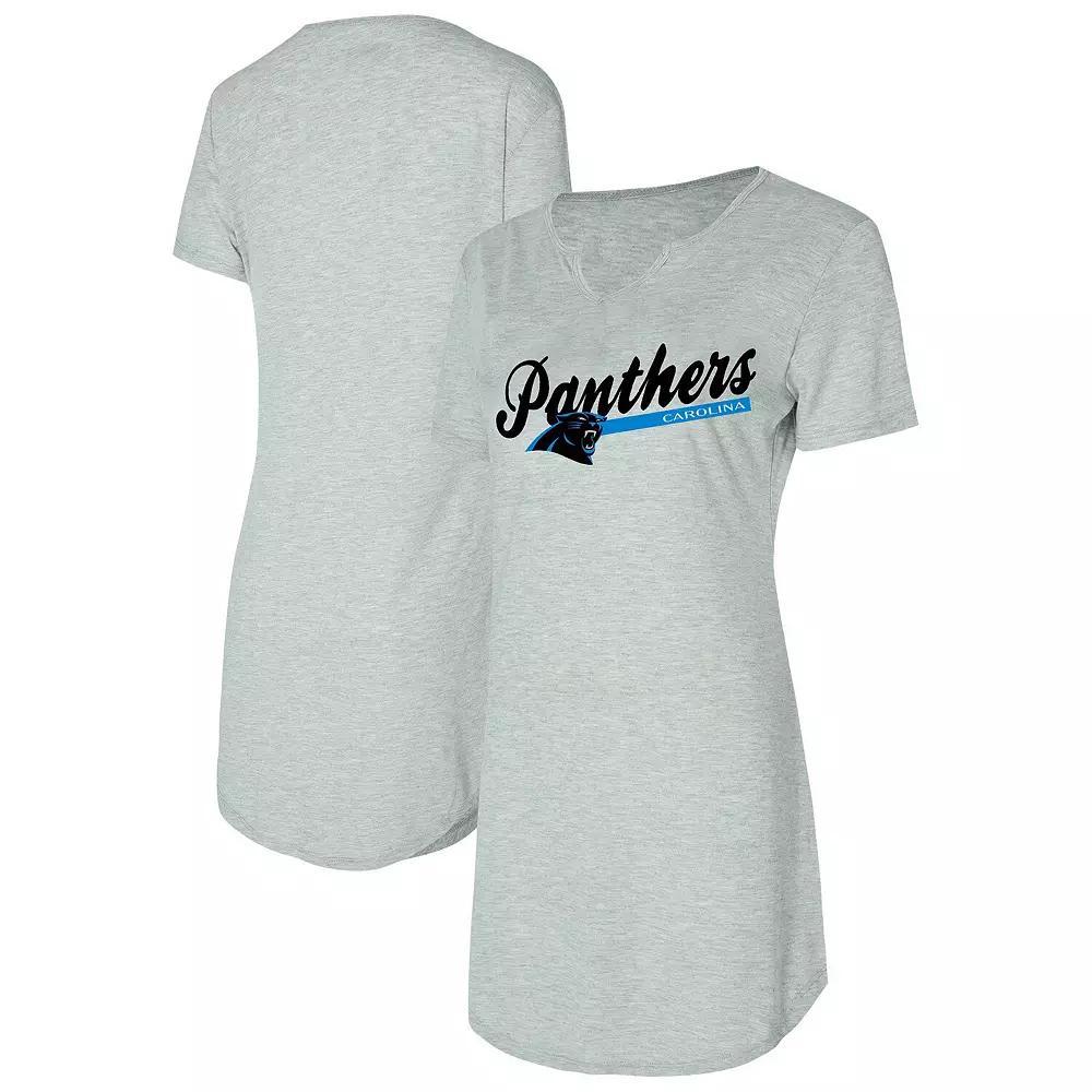 Women's Concepts Sport Gray New England Patriots Petition Knit Notch Neck Nightshirt, Size: Large, Grey Product Image