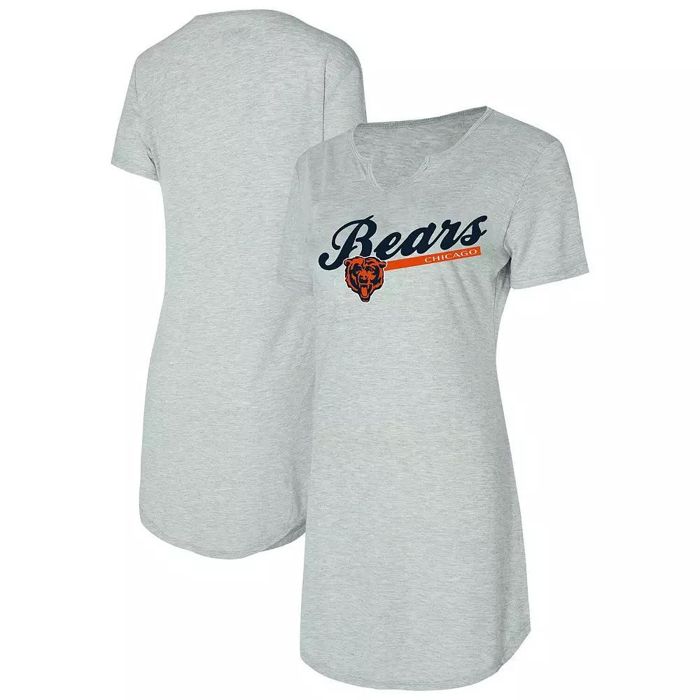 Women's Concepts Sport Gray Chicago Bears Petition Knit Notch Neck Nightshirt, Size: Small, Grey Product Image