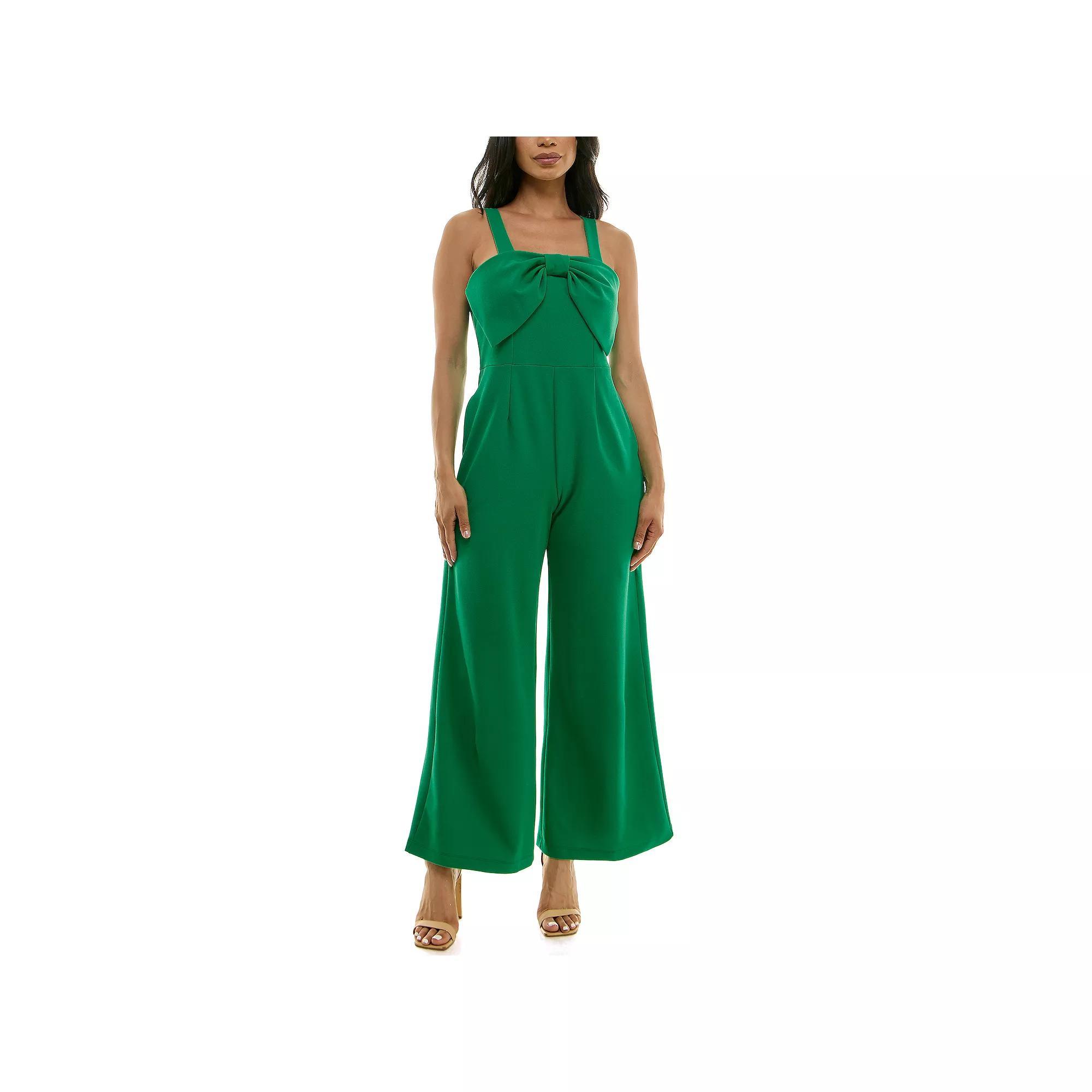 Women's Nina Leonard Large Bow Jumpsuit, Size: Small, Black Product Image