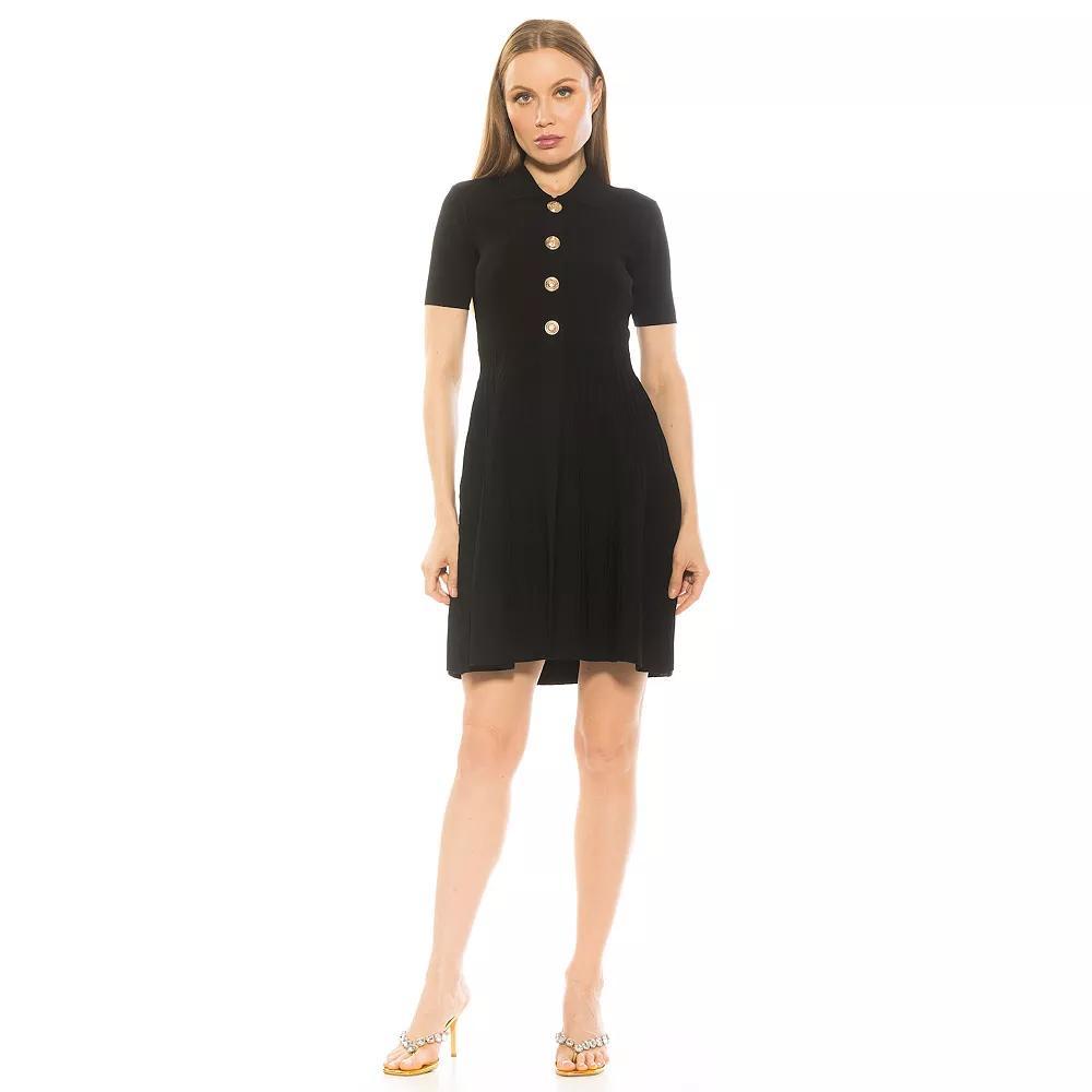 Women's ALEXIA ADMOR Soren Knit Fit & Flare Dress, Size: Medium, Black Product Image