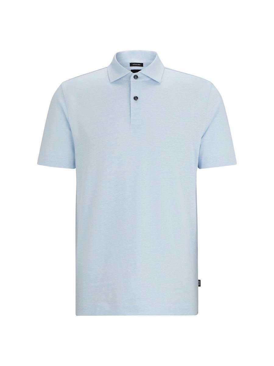 Mens Regular Fit Polo Shirt in Cotton and Linen Product Image