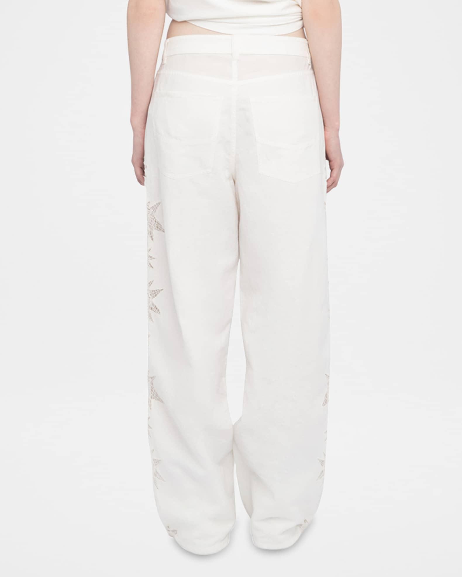 Elfy Cotton Linen Embroidered Pants Product Image