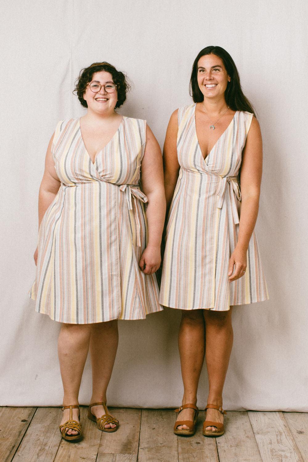 Thea Dress in Linen Stripe Product Image