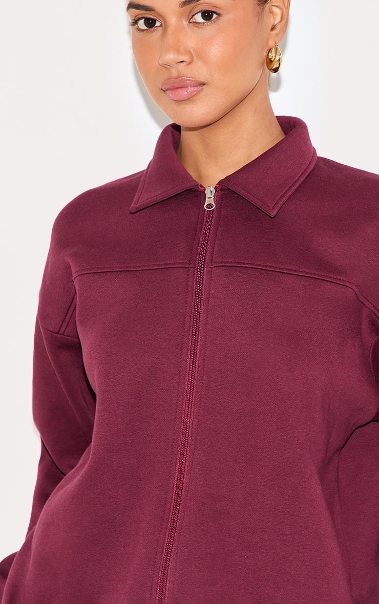 Burgundy Zip Though Collared Sweatshirt Product Image